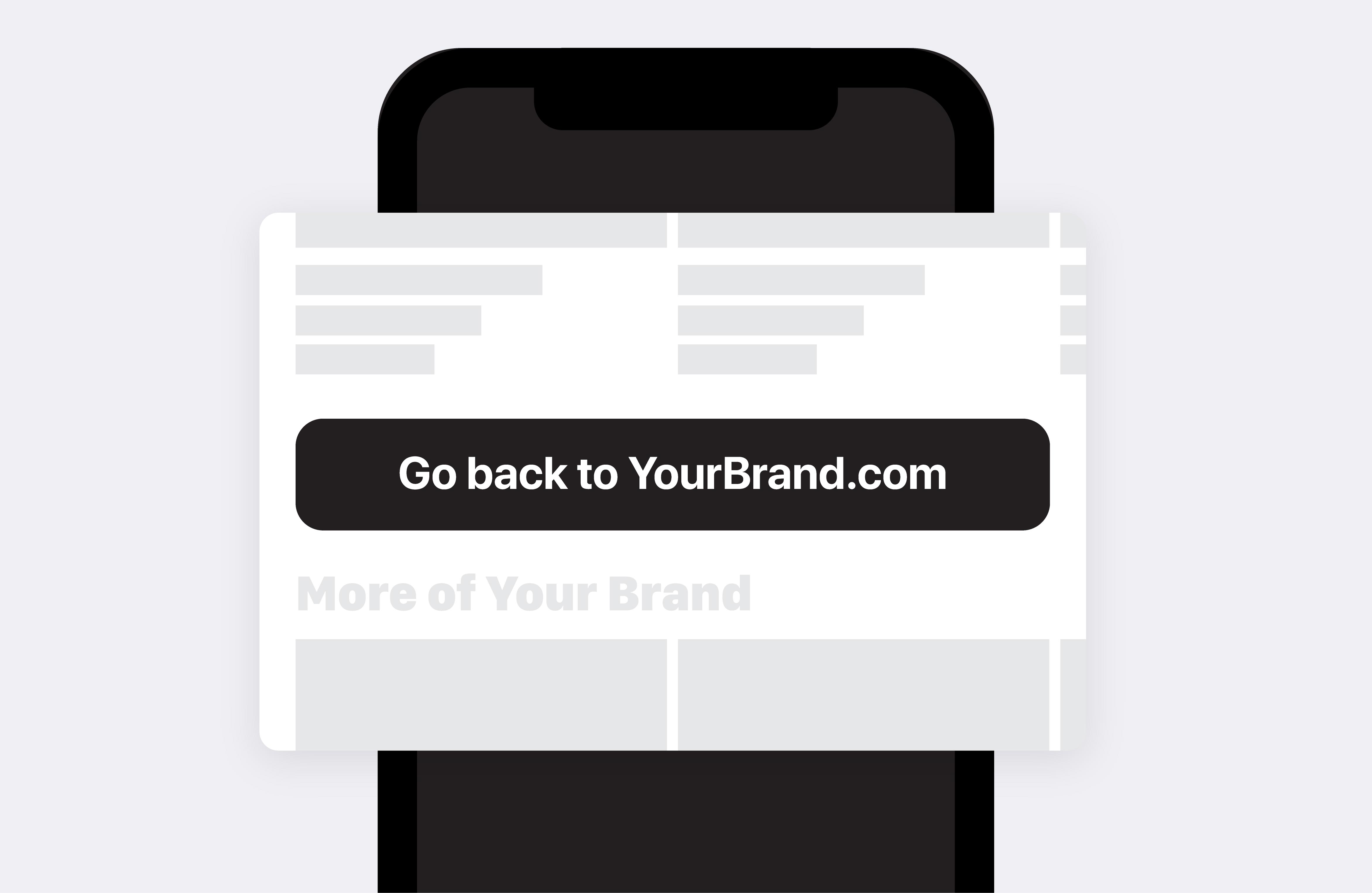 Go back to the brand's webpage button on the app