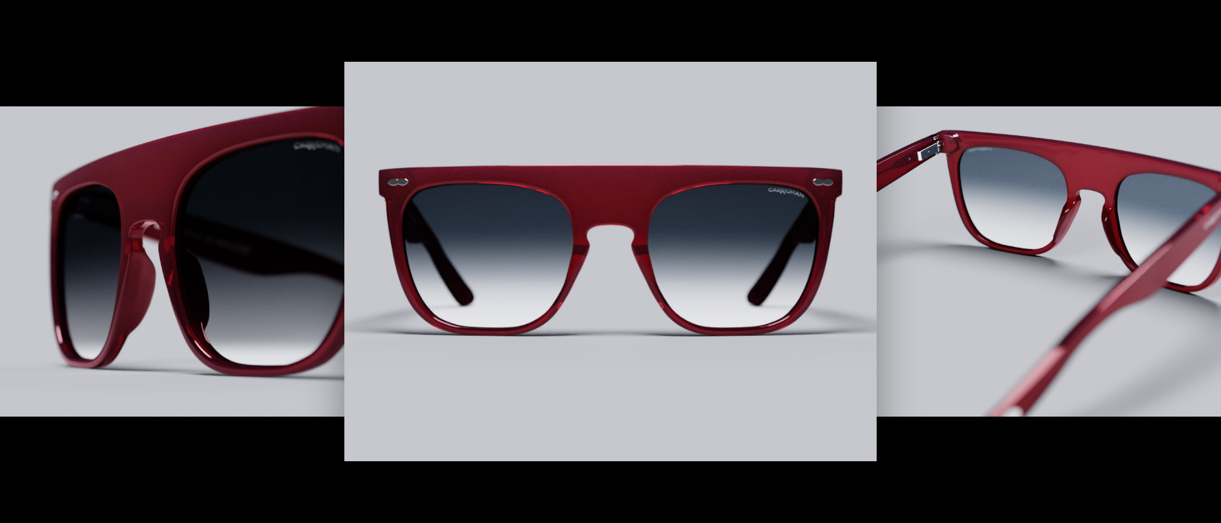 Group of high quality images of the same red sunglasses