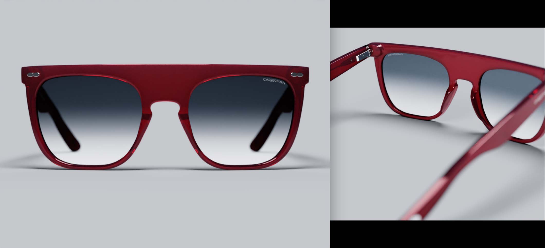 Group of high quality images of the same red sunglasses